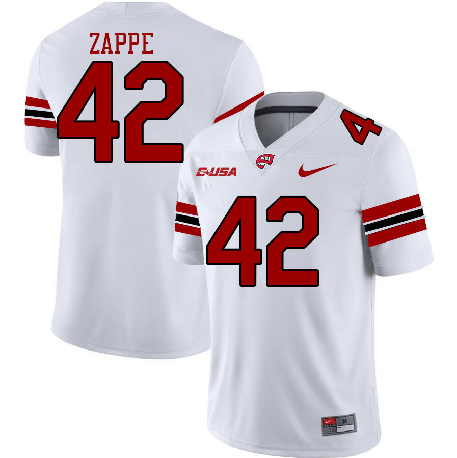 Western Kentucky Hilltoppers #42 Trent Zappe College Football Jerseys Stitched Sale-White